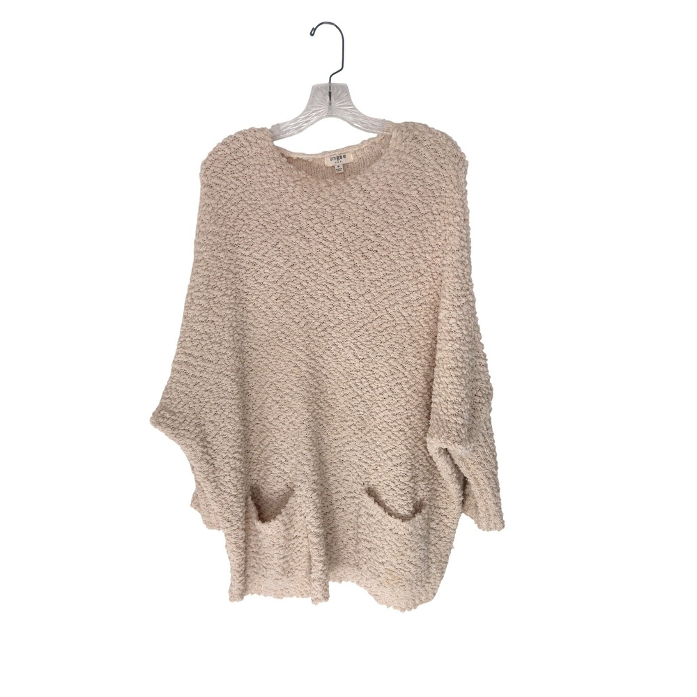 Umgee Sweater Cream Soft Cozy Knit Front‎ Pockets Neutral Oversized Medium